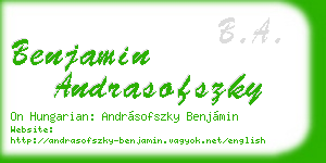 benjamin andrasofszky business card