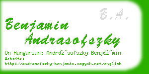 benjamin andrasofszky business card